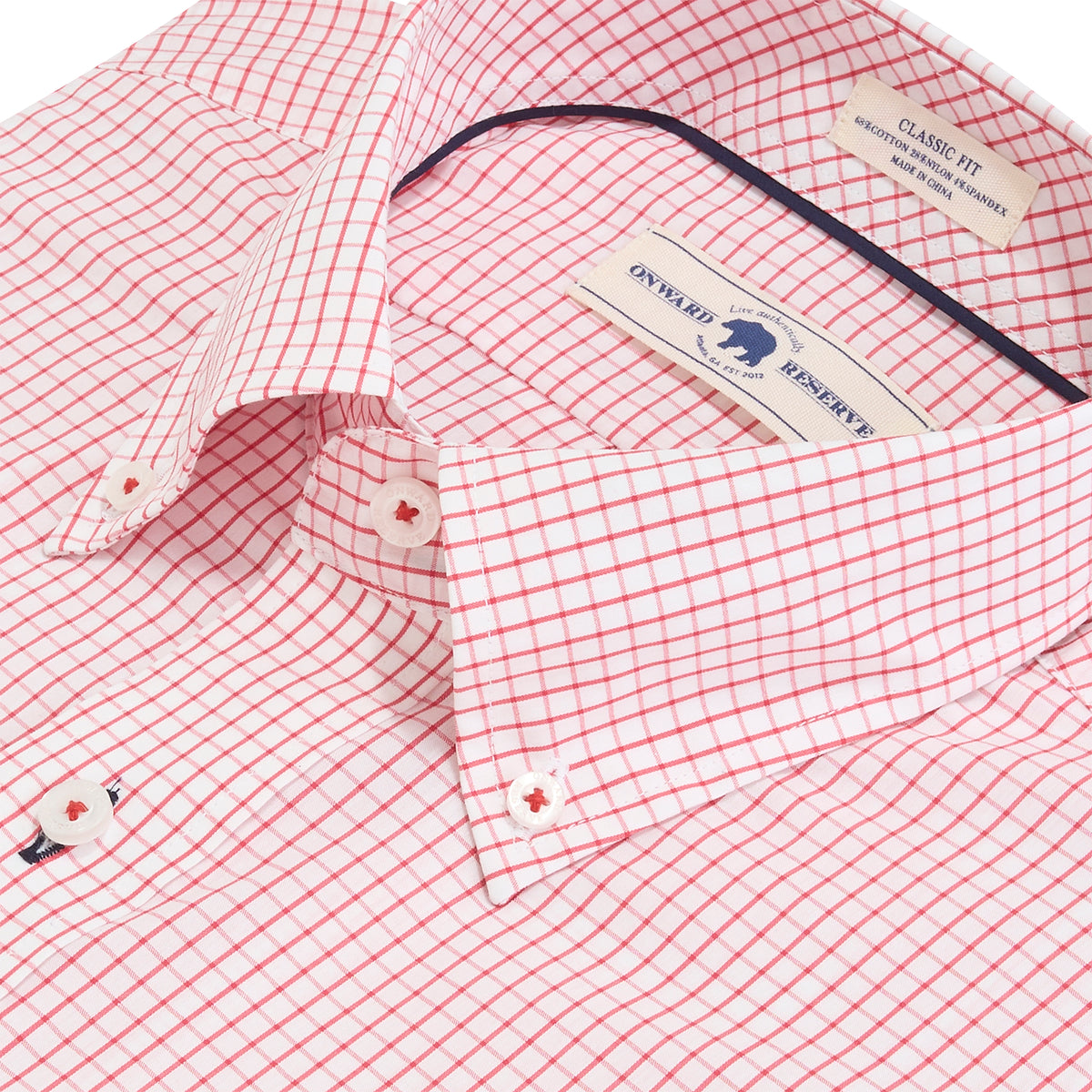 UGA Dawgs Vintage Script Tattersall Classic Fit Quad Woven - Red