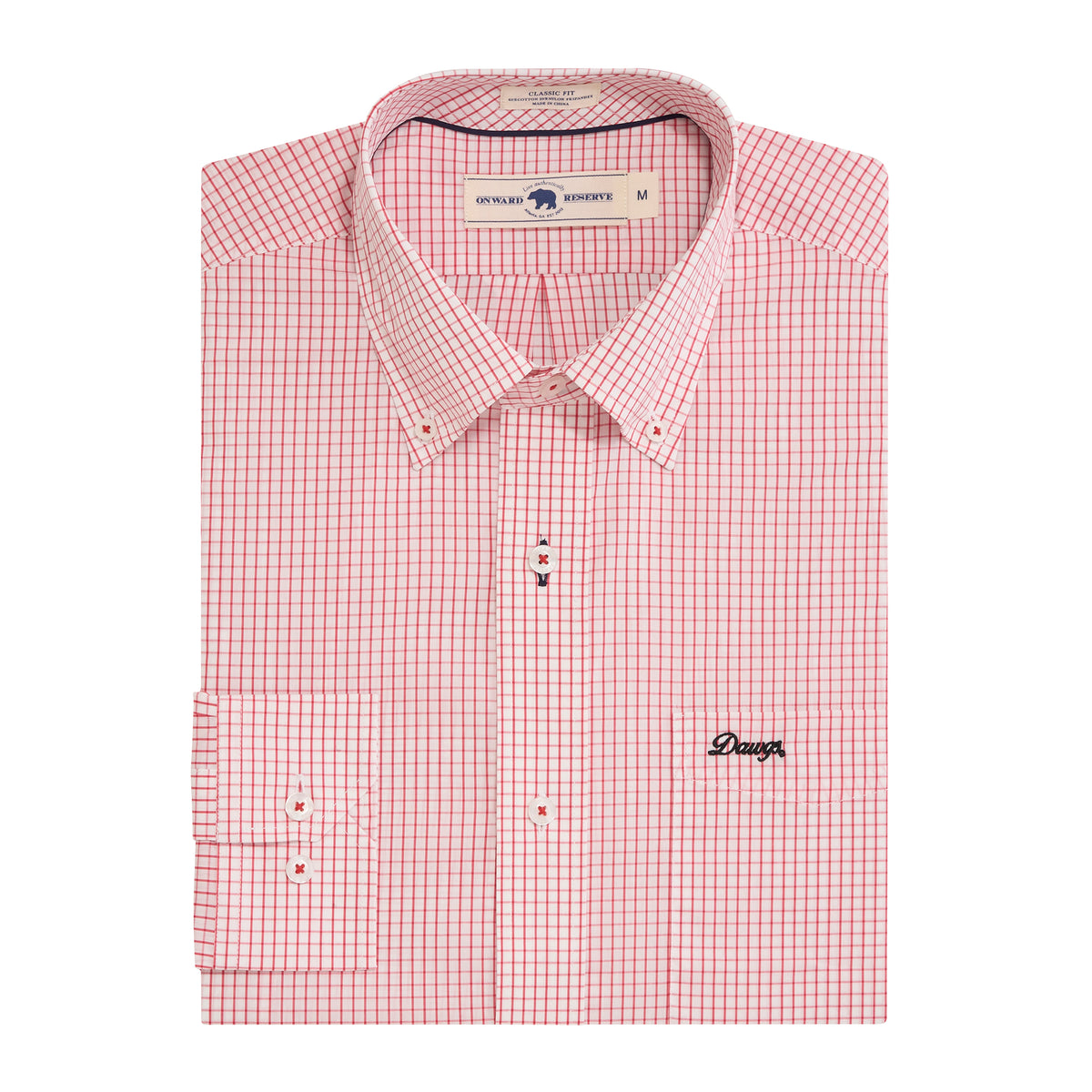 UGA Dawgs Vintage Script Tattersall Classic Fit Quad Woven - Red