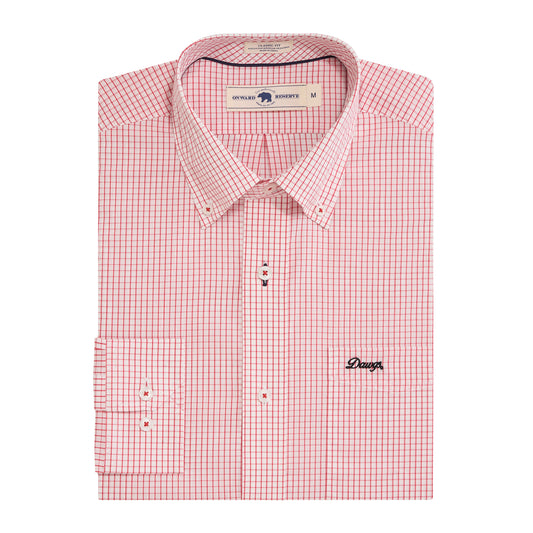 UGA Dawgs Vintage Script Tattersall Classic Fit Quad Woven - Red
