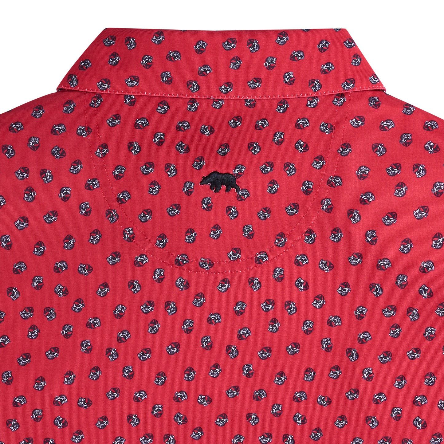 Vintage Bulldog Head Printed Performance Polo - Red