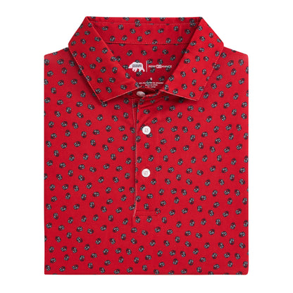 Vintage Bulldog Head Printed Performance Polo - Red