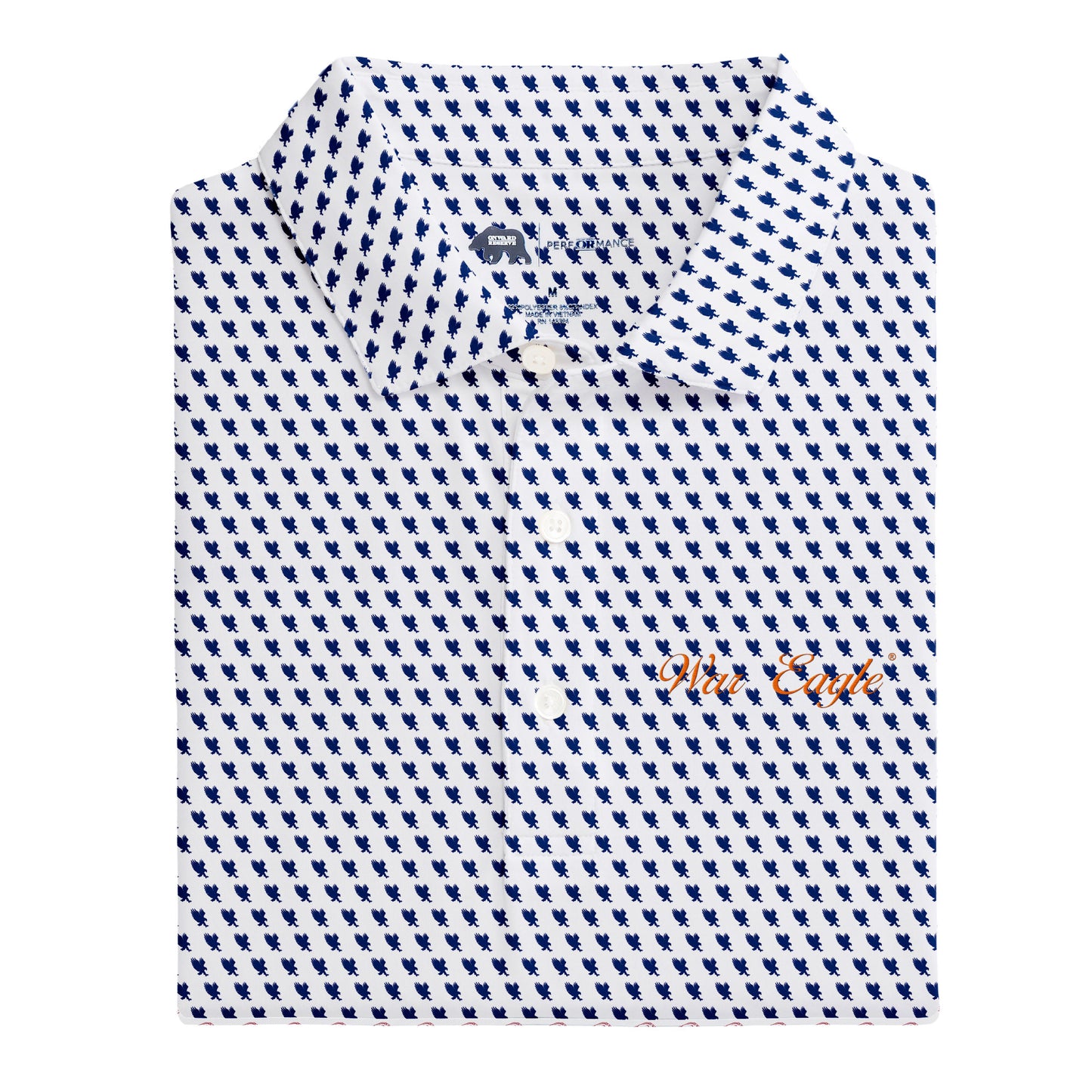 Auburn War Eagle Printed Performance Polo - White