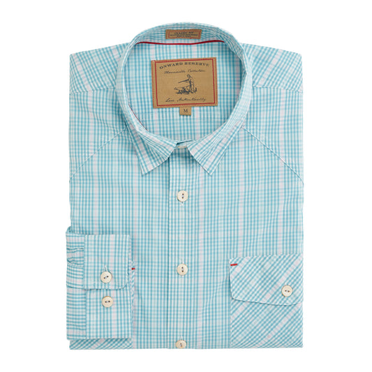 Onward Reserve Men's Long Sleeve Button Down Shirt Pink White Blue Plaid  Size XL