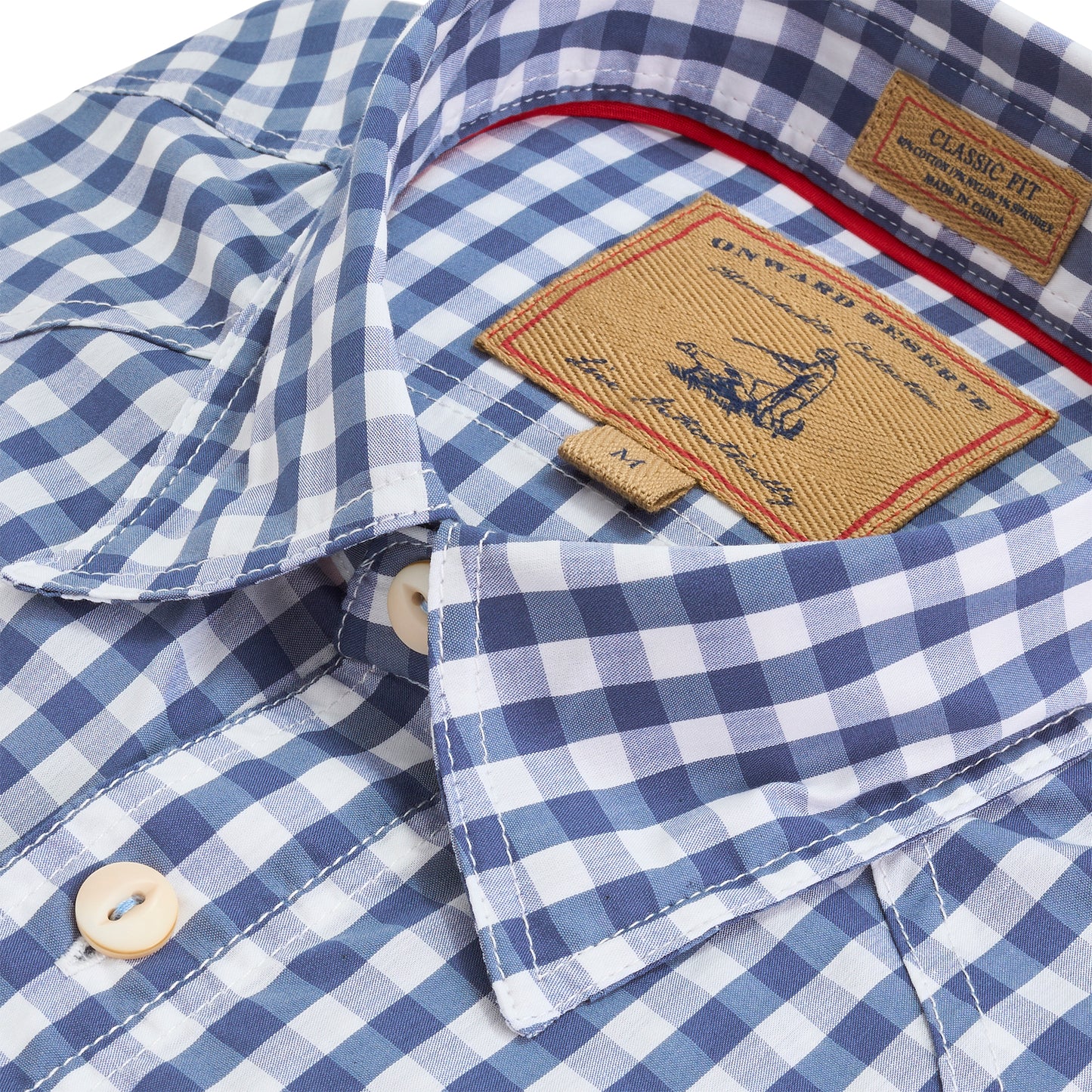 Blue Indigo Gingham Waterfront Performance Fishing Shirt