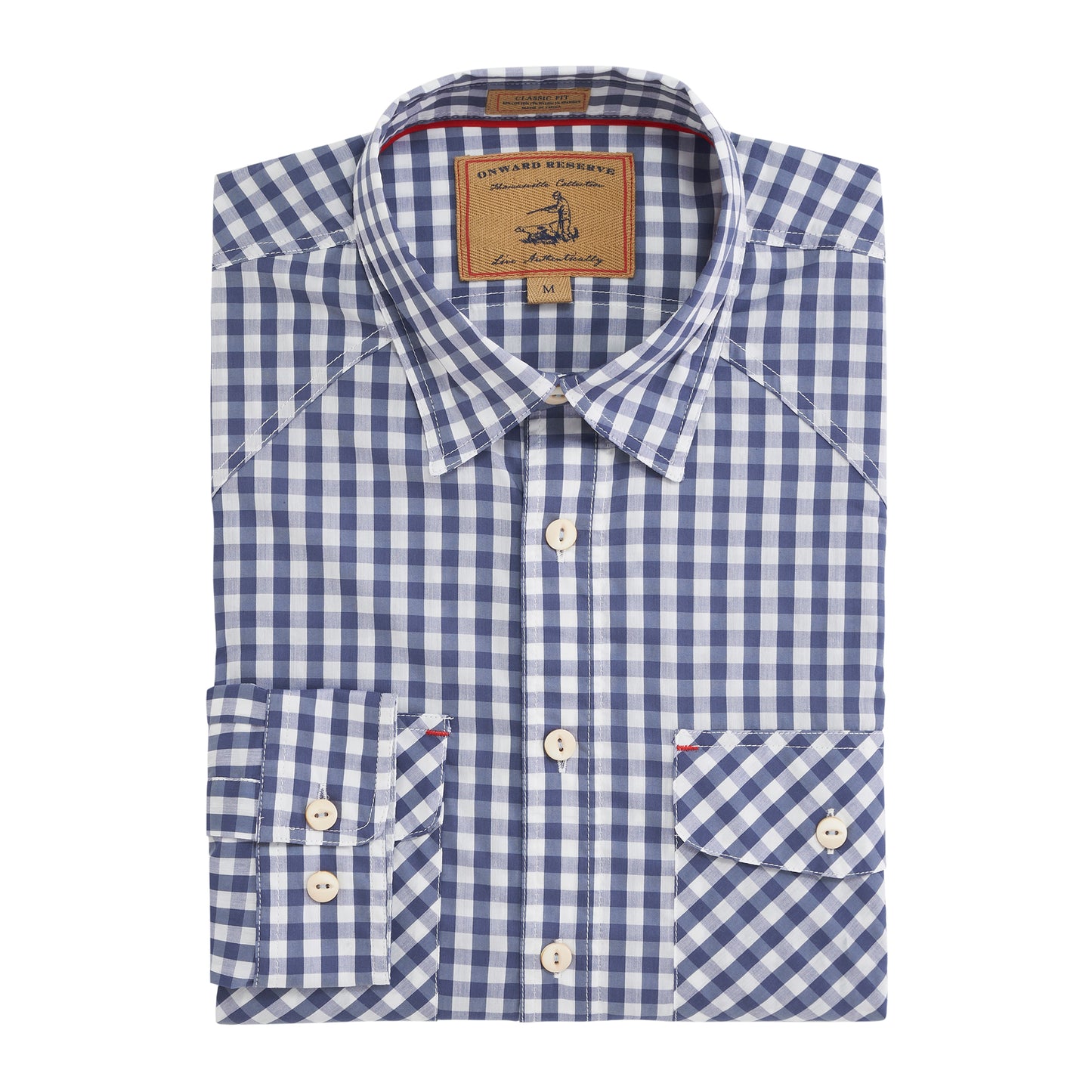 Blue Indigo Gingham Waterfront Performance Fishing Shirt