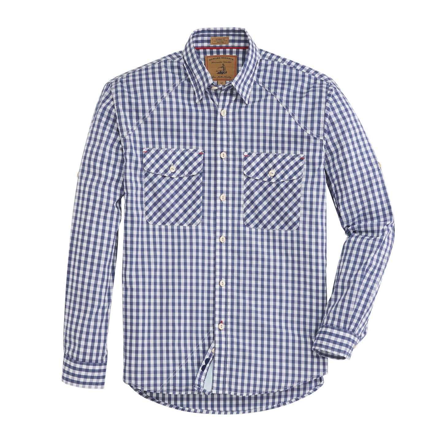 Blue Indigo Gingham Waterfront Performance Fishing Shirt