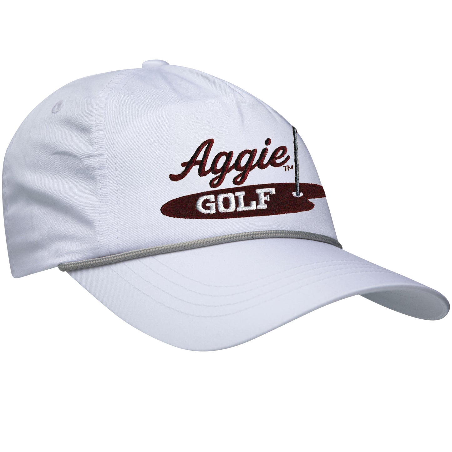 Texas A&M Aggie Golf Rope Hat - White Hat/Grey Rope