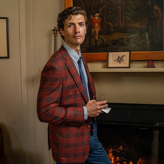 Di Pray Brick Plaid Sport Coat - Brick Red