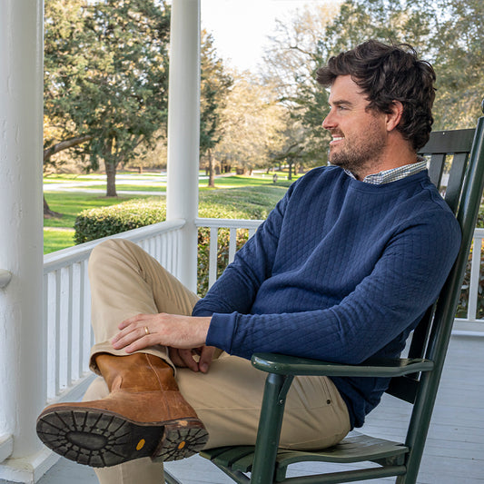 Clarke Quilted Crewneck - Naval Academy