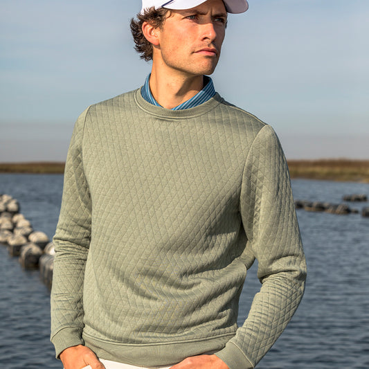 Clarke Quilted Crewneck - Sea Spray
