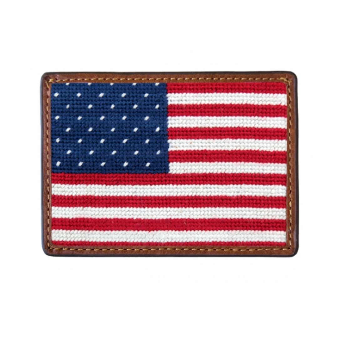 Big American Flag Needlepoint Credit Card Wallet