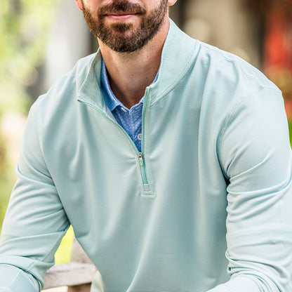 Hairline Stripe Printed Performance 1/4 Zip - Aquifer