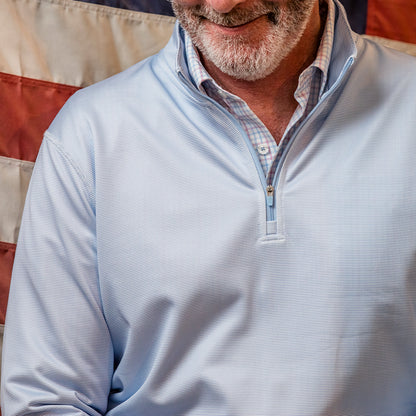 Hairline Stripe Printed Performance 1/4 Zip - Sky