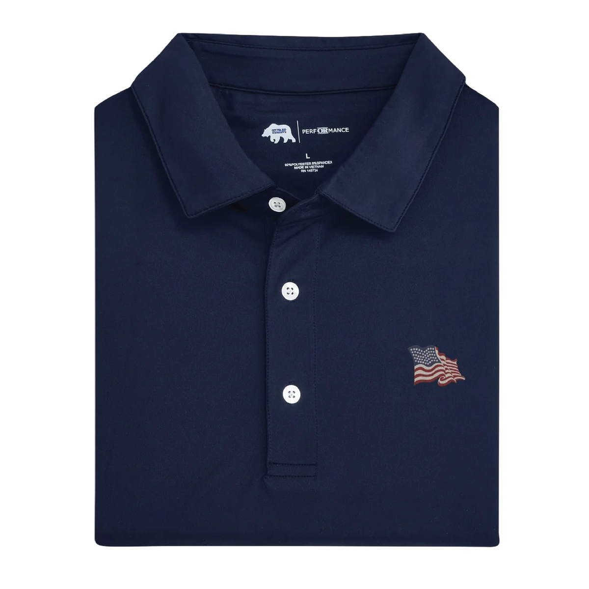 Vintage Flag Solid Performance Polo - Classic Navy