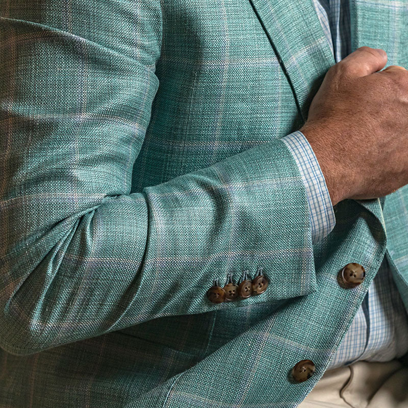 Loro Piana Sea Foam Windowpane Sport Coat