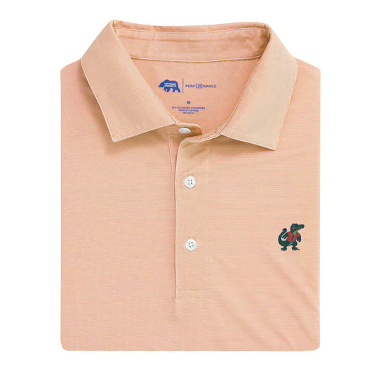 Florida Standing Gator Hairline Stripe Performance Polo - Orange