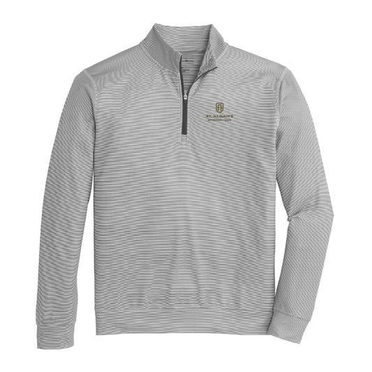 St. Albans Hairline Stripe Printed Performance 1/4 Zip - Black