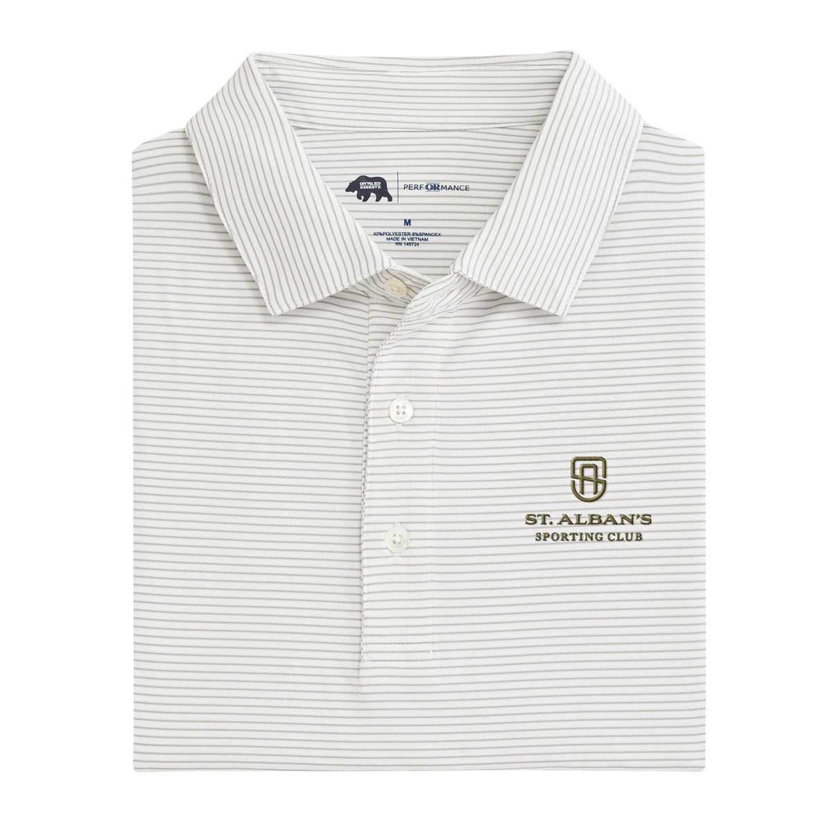 St. Albans Birdie Stripe Performance Polo - Mirage Grey