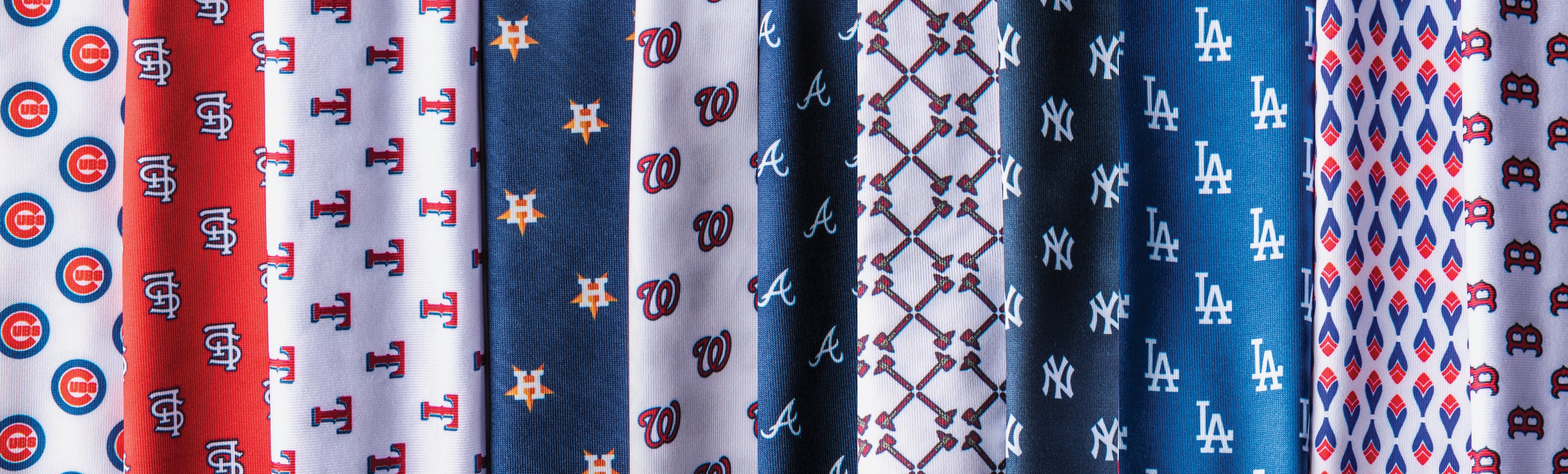 Close up of MLB Printed Performance Polos