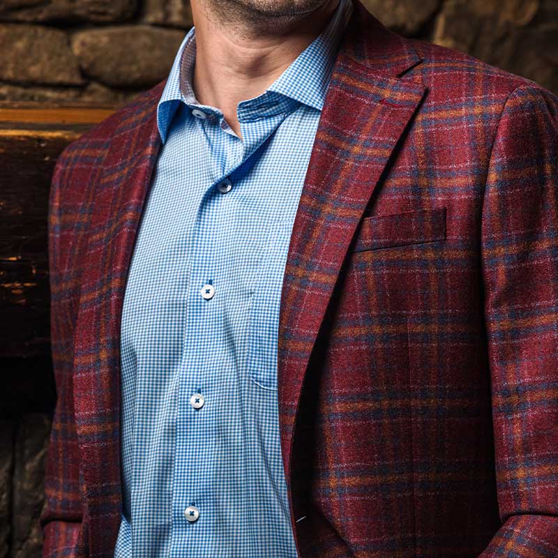 Red plaid sport coat sale