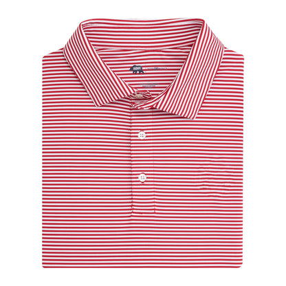 Echo Stripe Performance Polo - Red