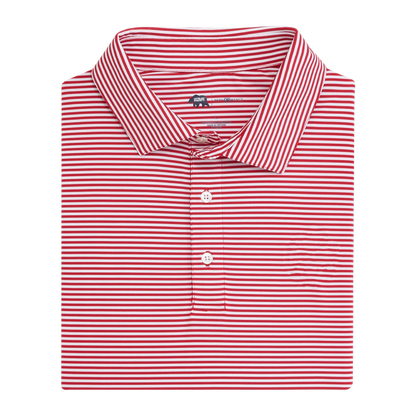 Echo Stripe Performance Polo - Red