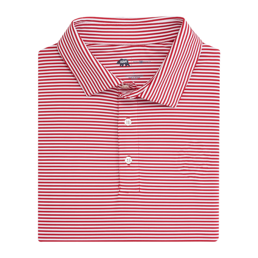 Echo Stripe Performance Polo - Red