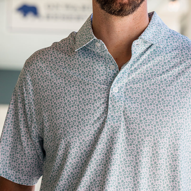 Rita Printed Performance Polo - Aquifer