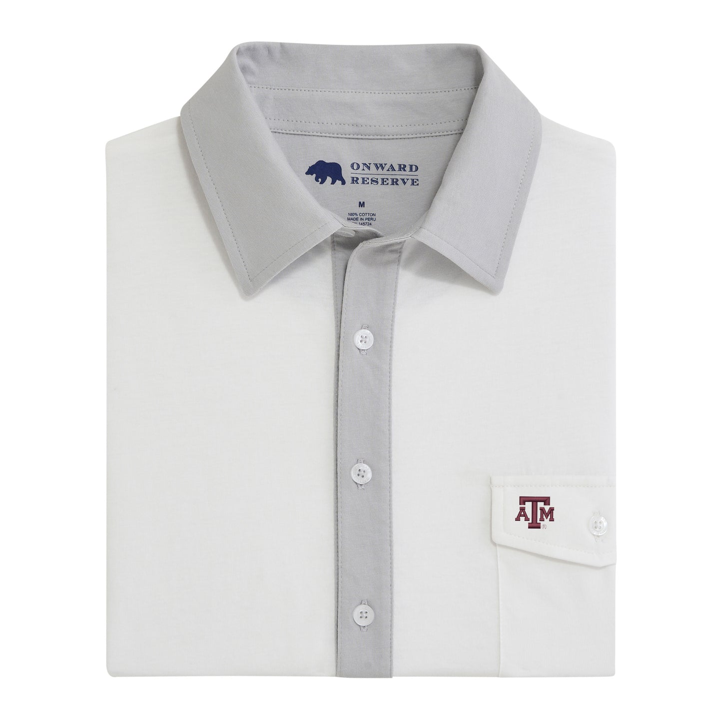 Texas A&M Block aTm Old School Rivalry Polo - Harbor Mist
