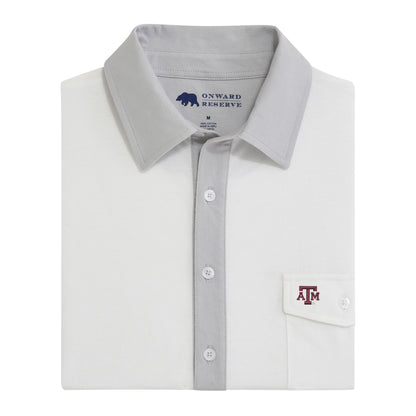 Texas A&M Block aTm Old School Rivalry Polo - Harbor Mist