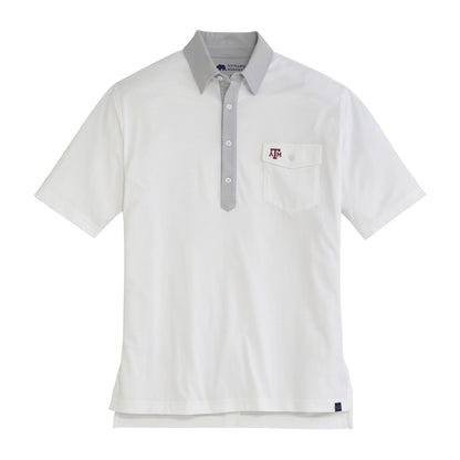Texas A&M Block aTm Old School Rivalry Polo - Harbor Mist