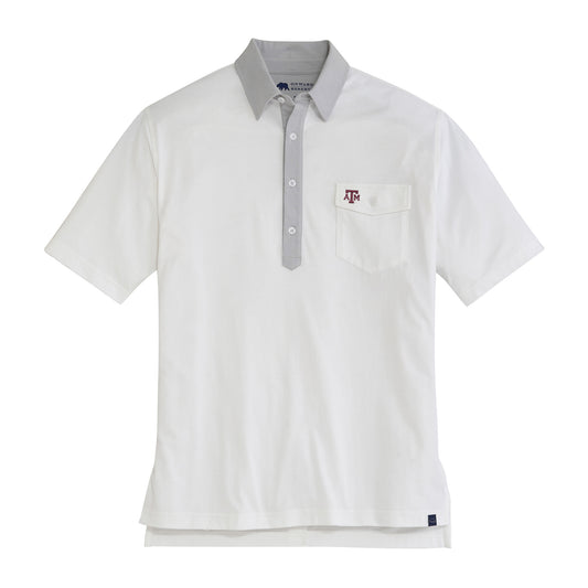 Texas A&M Block aTm Old School Rivalry Polo - Harbor Mist