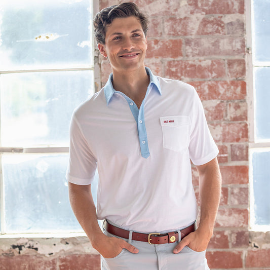 Ole Miss Block Ole Miss Old School Rivalry Polo - Sky