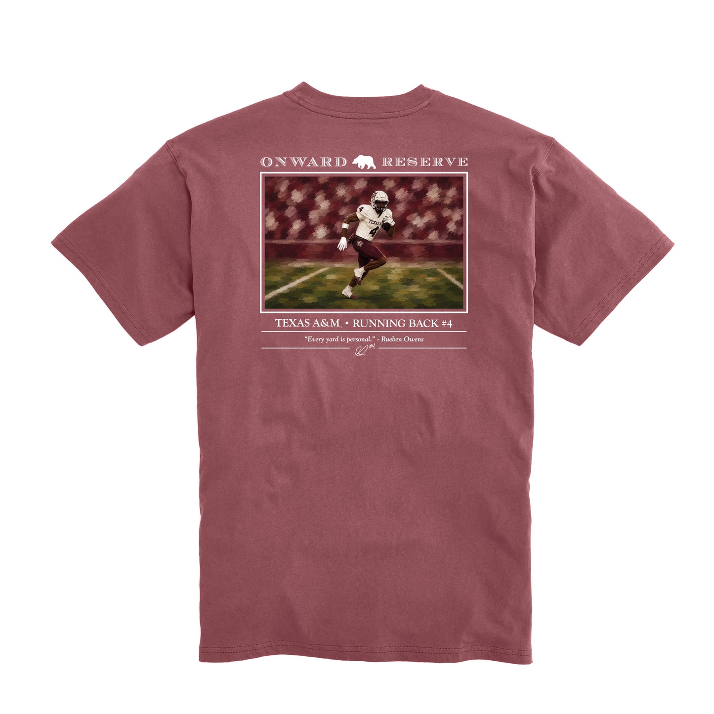 Texas A&M Rueben Owens Tee - Washed Maroon