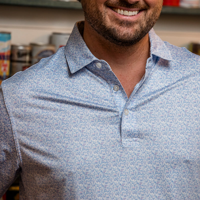 Snack Bar Printed Performance Polo - Orchid