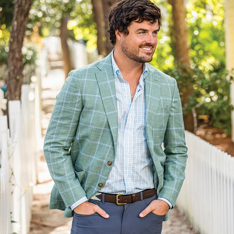 Drago Surf Windowpane Sport Coat - Surf