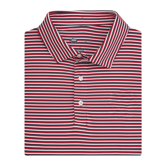 Tri Stripe Performance Polo - Red