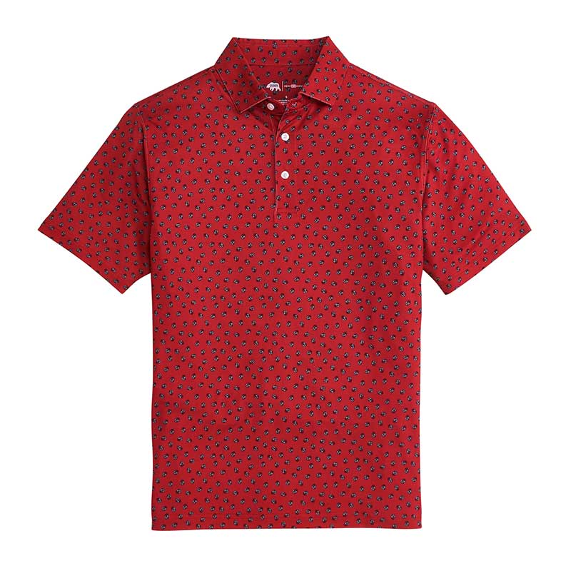 Vintage Bulldog Head Printed Performance Polo - Red