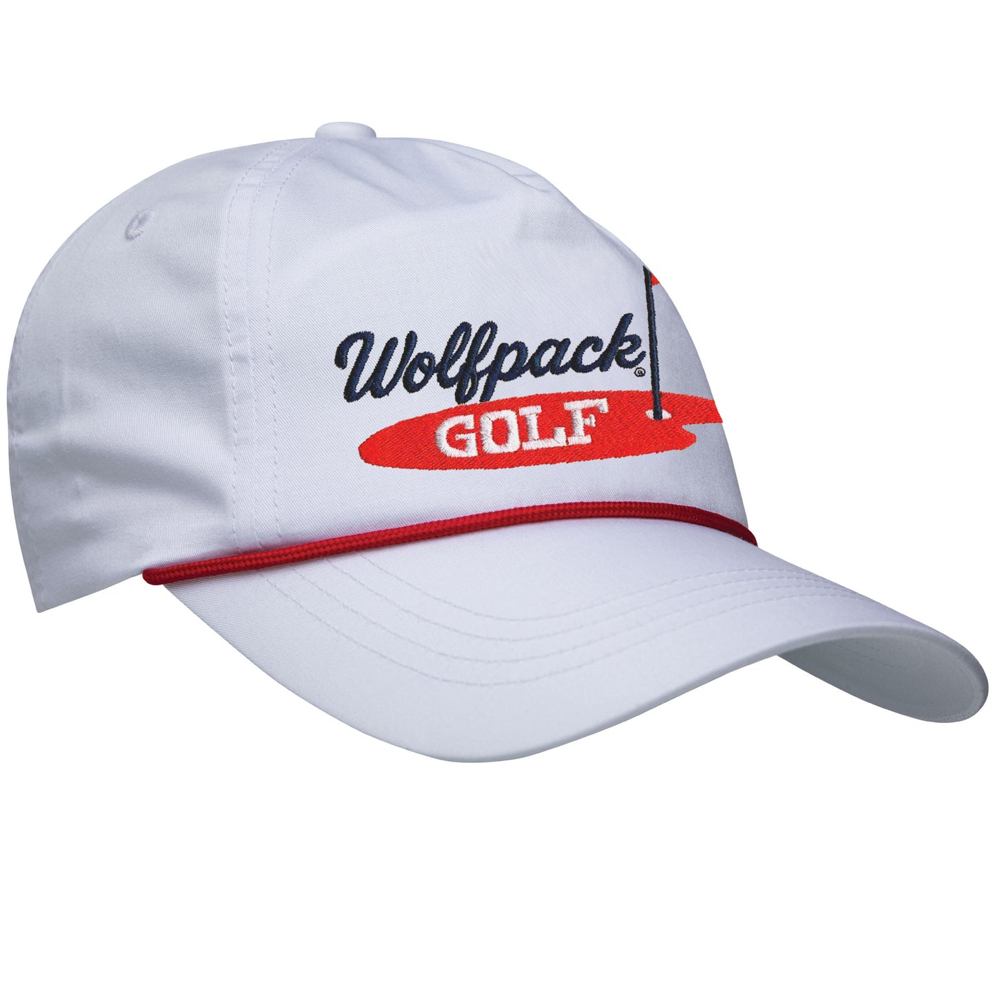NC State Wolfpack Golf Rope Hat - White Hat/Red Rope