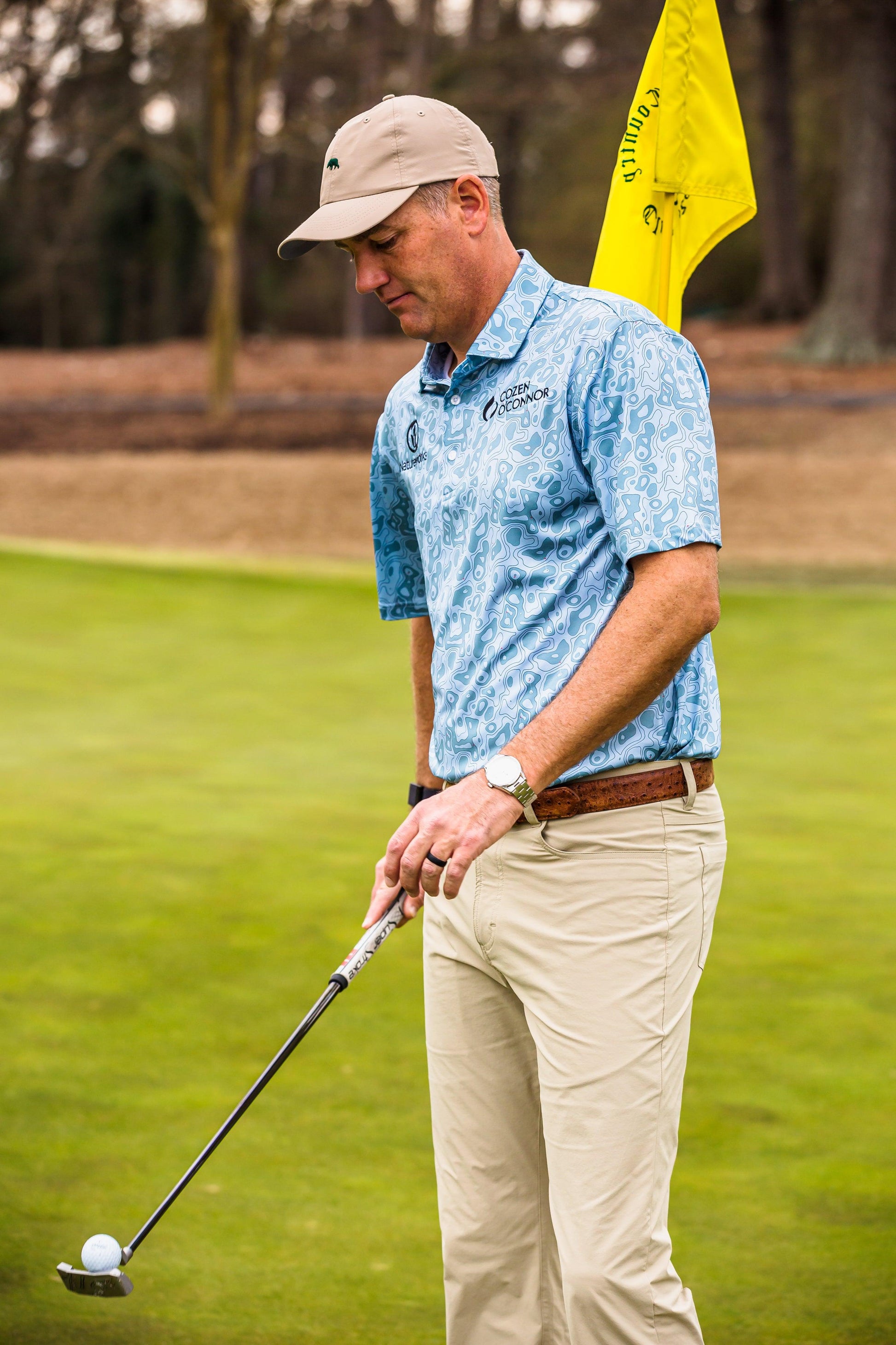 Topographic Golf Printed Performance Polo - Onward Reserve