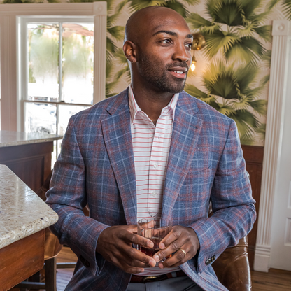 Drago True Navy/Mineral Red Plaid Sport Coat