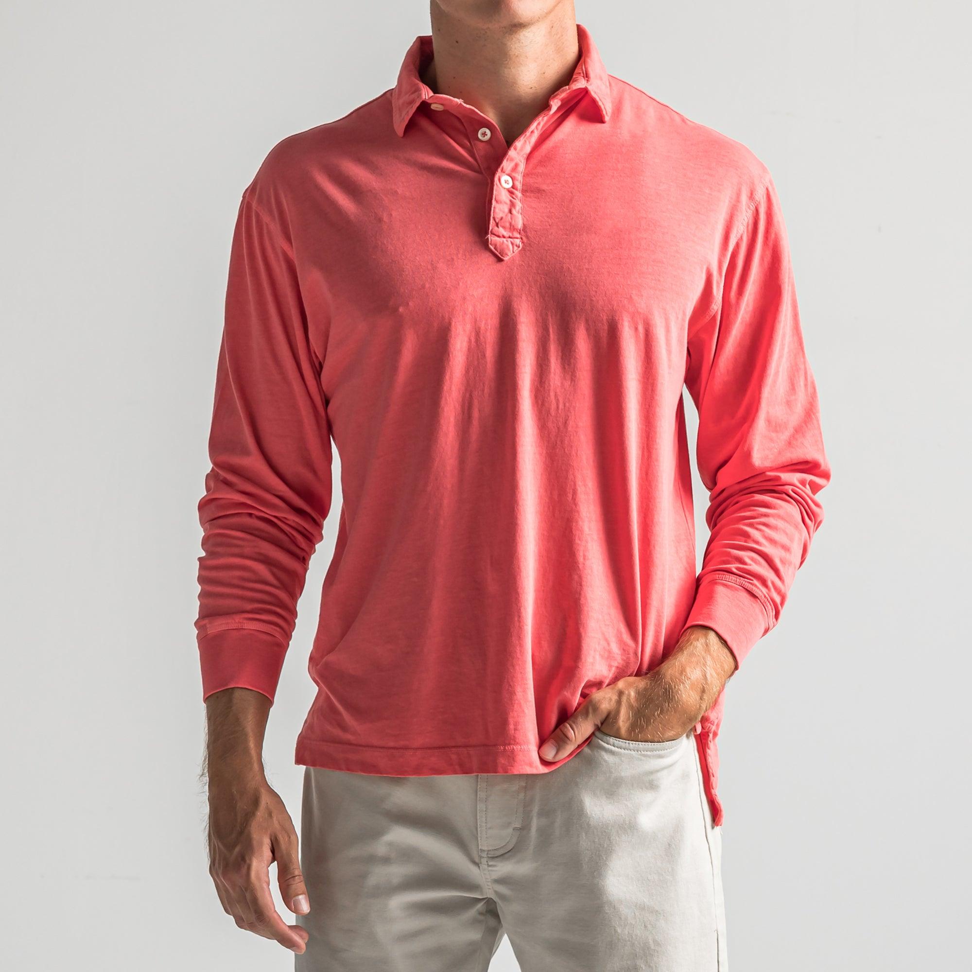 Perry Long Sleeve Polo - Red – Onward Reserve