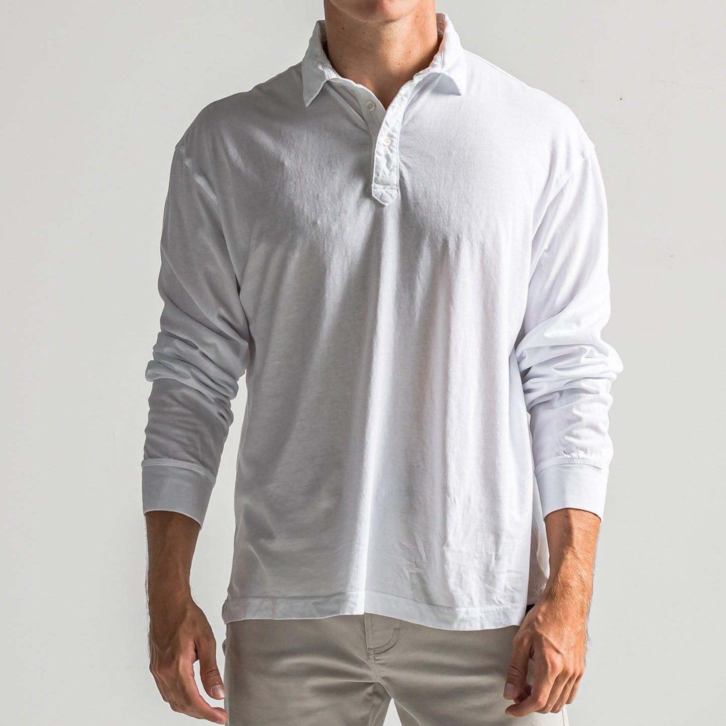 Perry Long Sleeve Polo - White – Onward Reserve