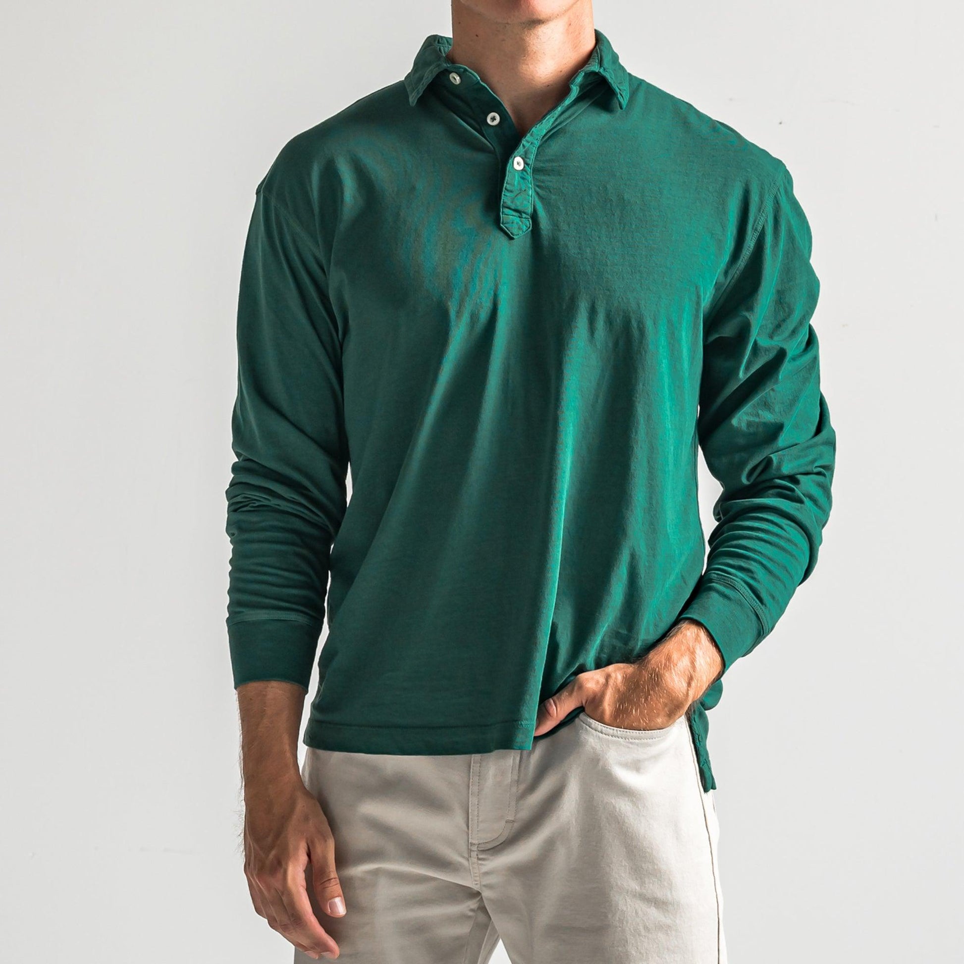 Perry Long Sleeve Polo - Botanical Garden - Onward Reserve