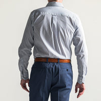 True Navy/White Stripe Tailored Fit Spread Collar Shirt