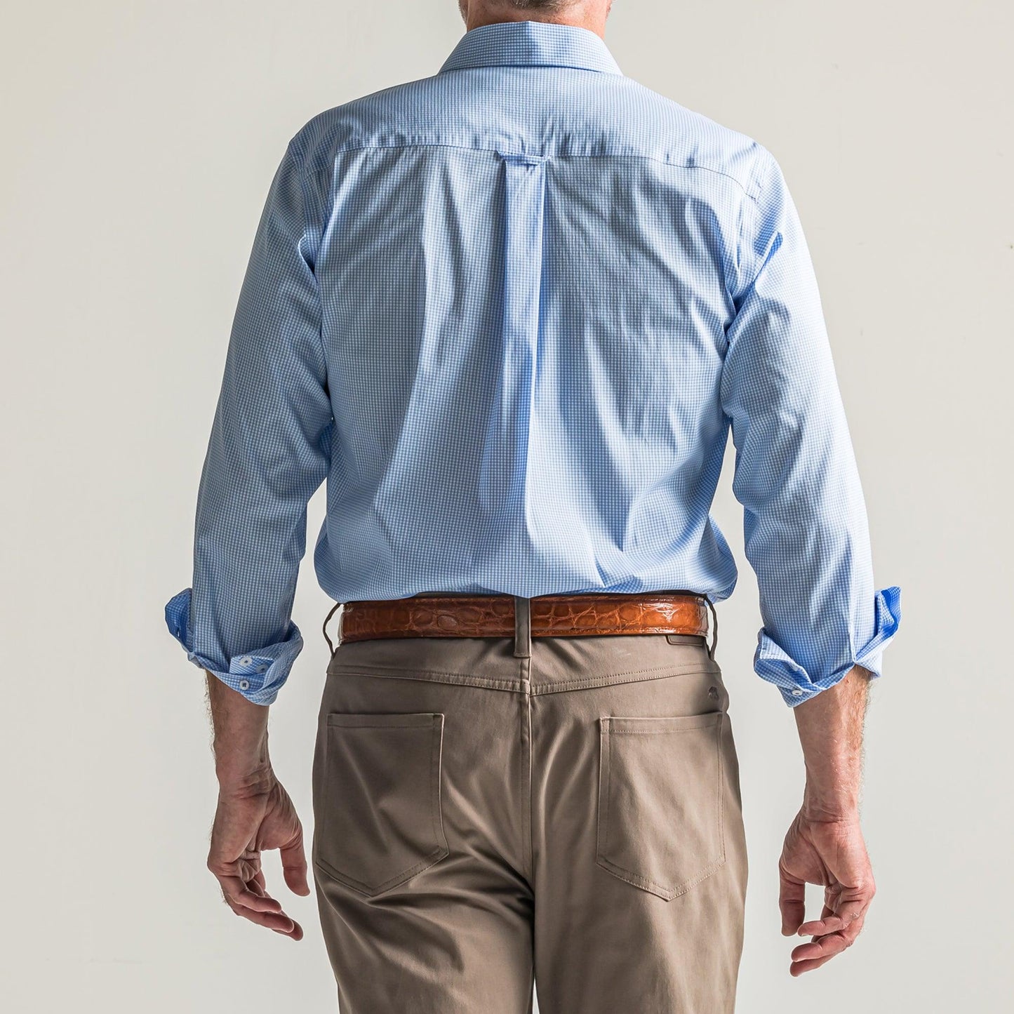 Light Blue/White Gingham Tailored Fit Spread Collar Shirt - Onward Reserve