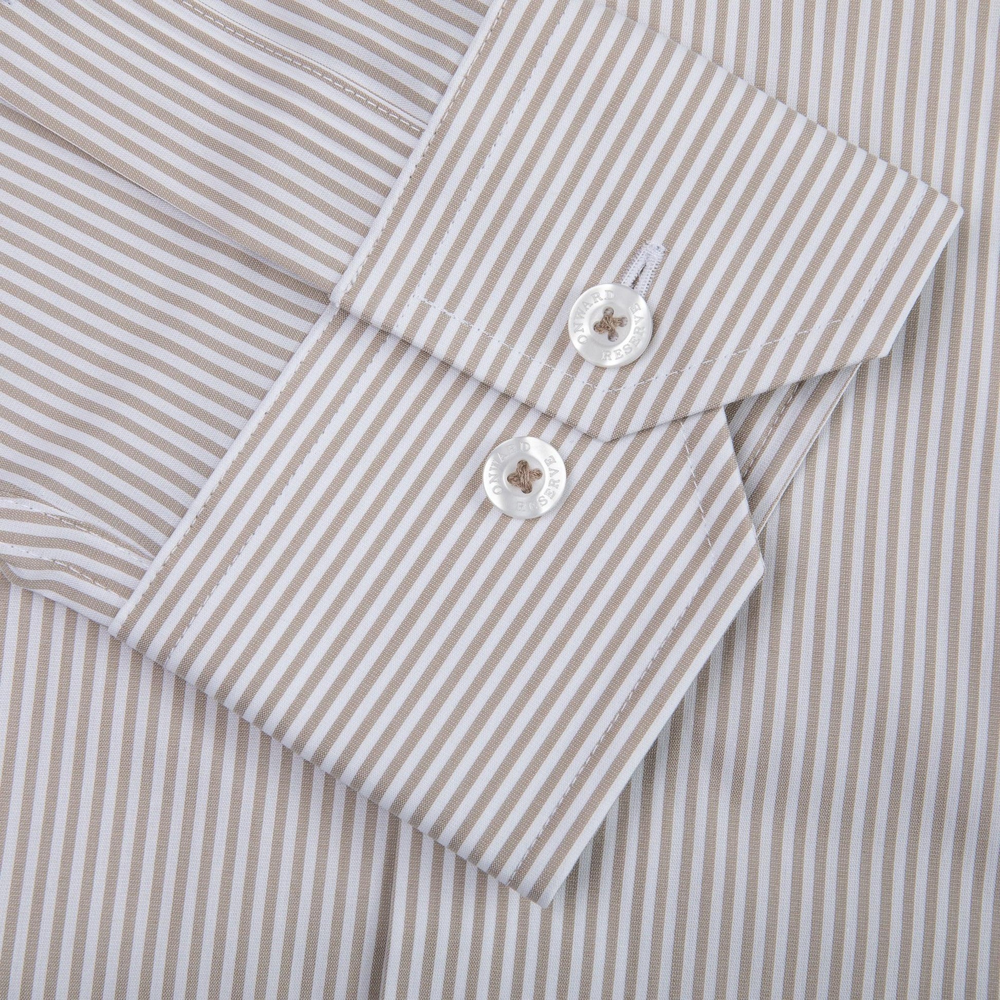 Dune/White Stripe Tailored Fit Spread Collar Shirt - Onward Reserve