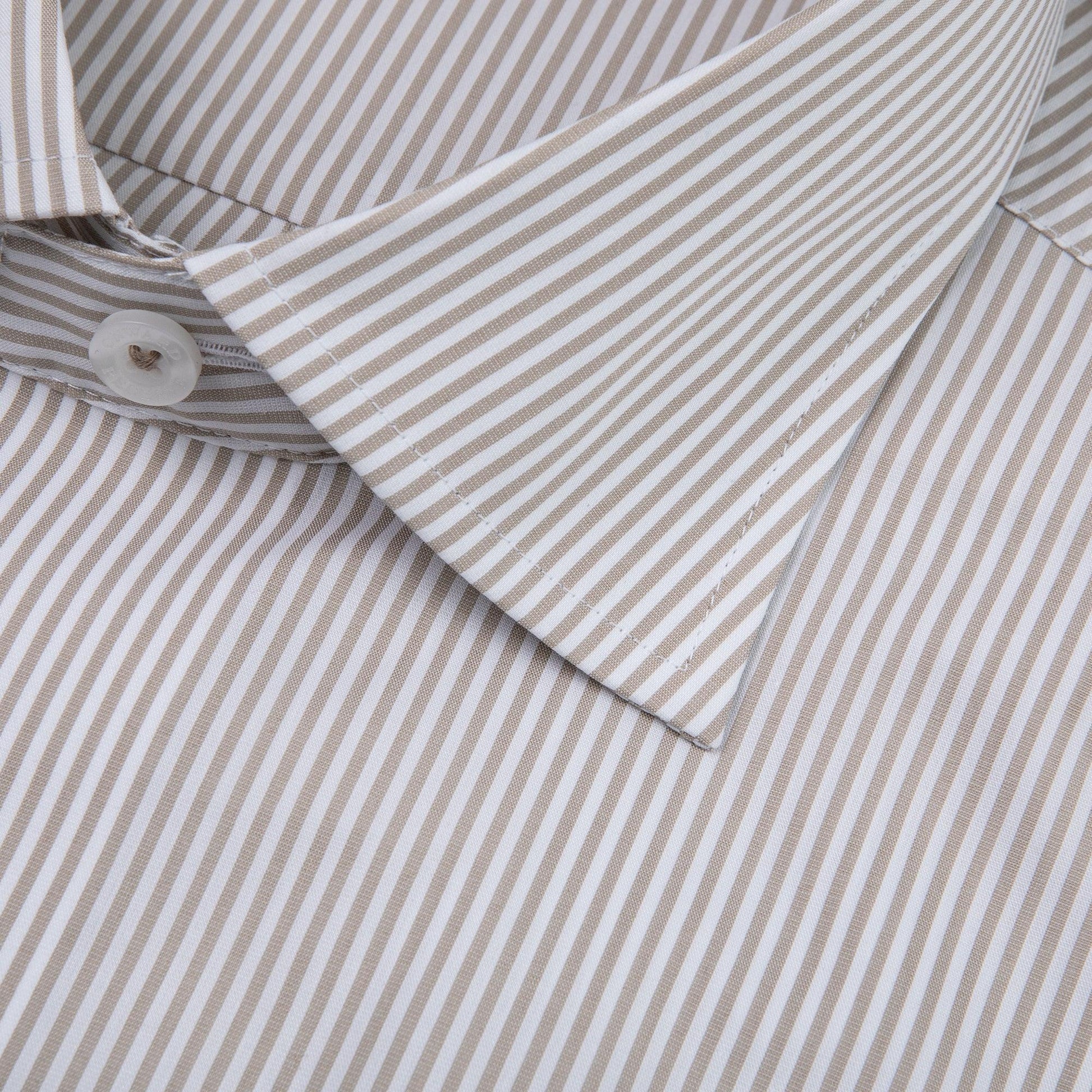 Dune/White Stripe Tailored Fit Spread Collar Shirt - Onward Reserve