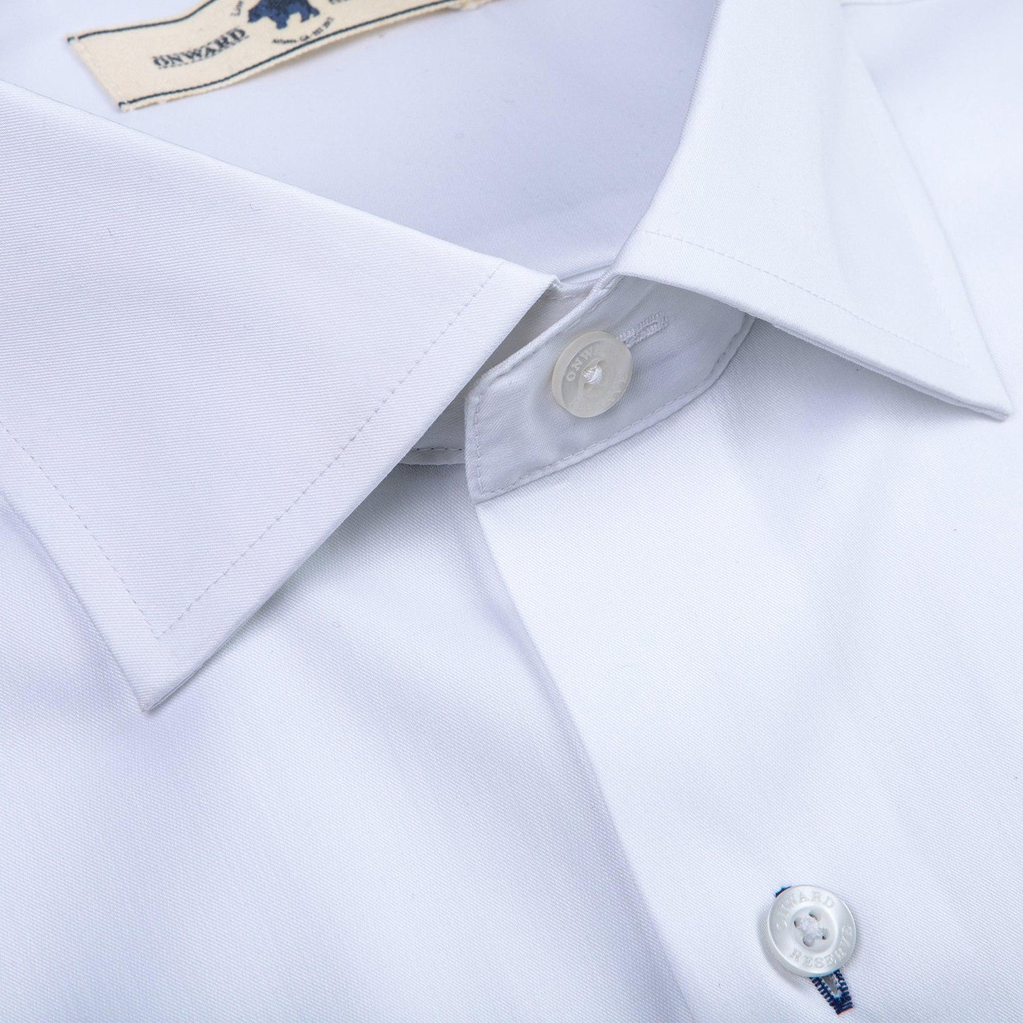 White Tailored Fit Spread Collar Shirt - Onward Reserve