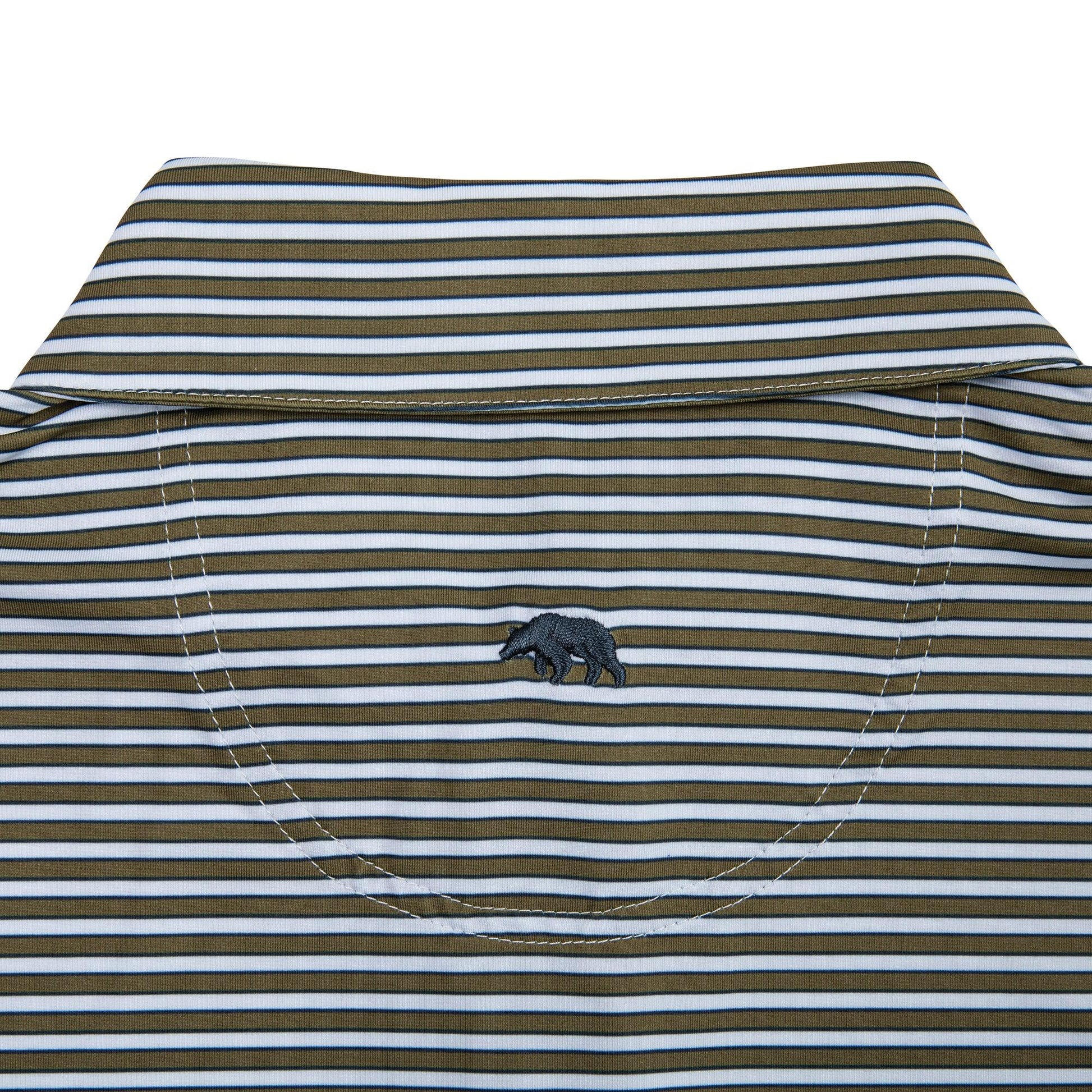 Mulligan Stripe Performance Polo - Olive Drab/Collegiate Blue - Onward Reserve